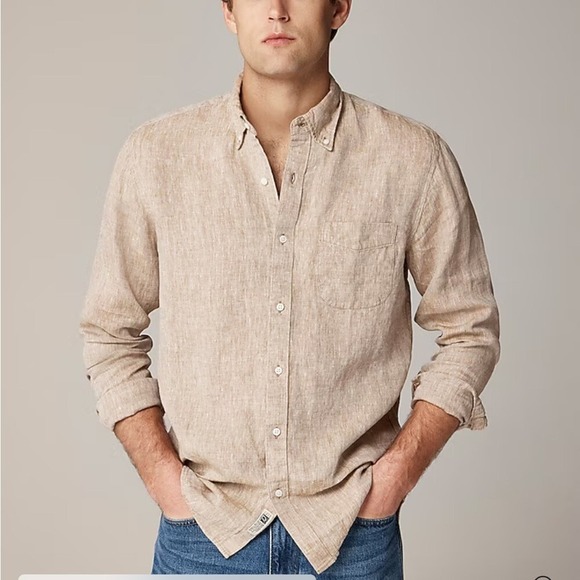 J Crew Baird McNutt Irish linen shirt Mens  XL Light Cedar‎ - Picture 1 of 8
